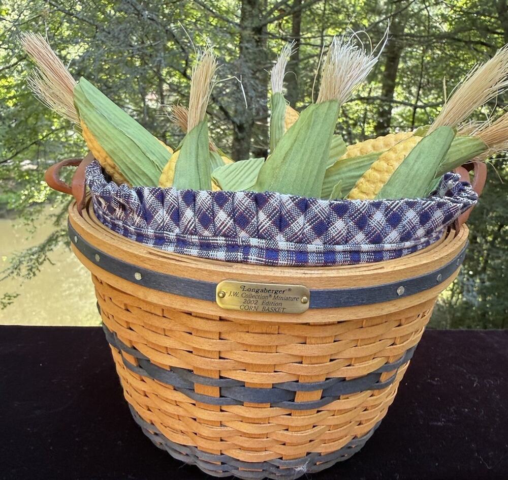Longaberger JW Collection 2002 Corn Basket Liner Protector & Ears of Corn Mint!